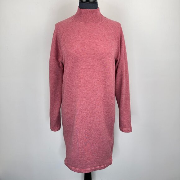 Hyba Dresses & Skirts - Hyba Reitmans Pink Mock Neck Sweatshirt Dress L Heathered Tunic Snap Cuff Fleece